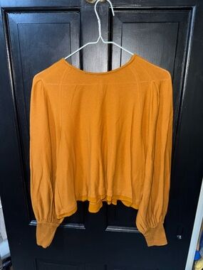 Free People Flowy Long-Sleeve Knit Blouse.